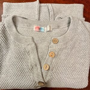 Free People Beach Hailee Waffle Knit Henley Neck Sweater - S - Heather blue gray